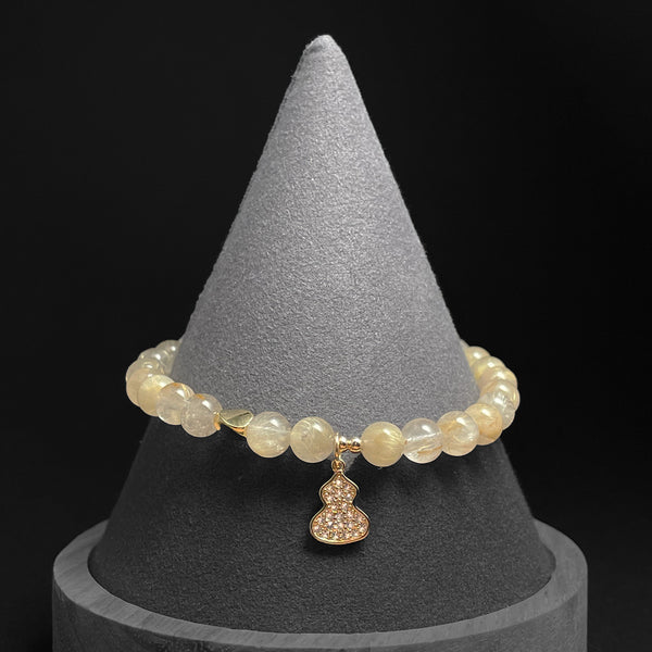 Golden Rutilated Quartz Bead Bracelet – Wealth & Energy