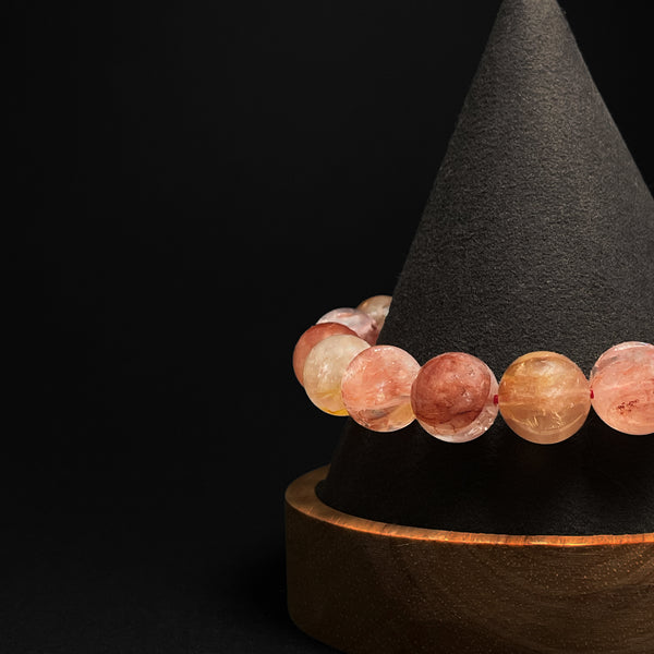 Natural Hematoid Quartz Bead Bracelet – Boost Vitality & Confidence